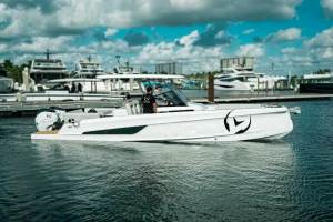 The Sterk 31e with dual E-Motion 180E propulsion is one of the electric boats that will be on display at Lake Berryessa. PHOTO COURTESY STERK