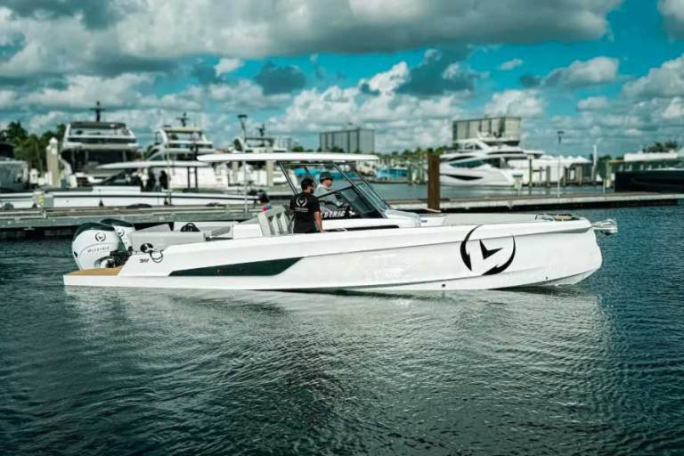 The Sterk 31e with dual E-Motion 180E propulsion is one of the electric boats that will be on display at Lake Berryessa. PHOTO COURTESY STERK