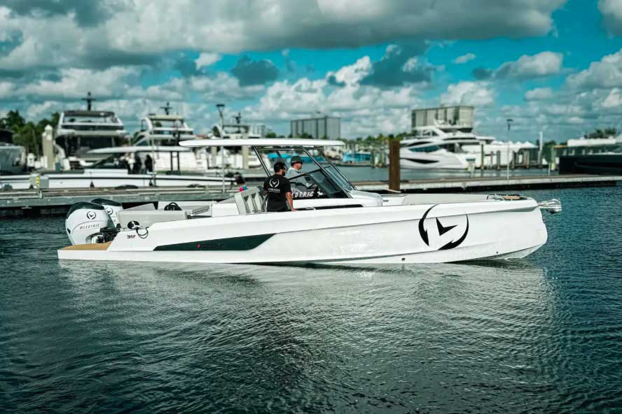 The Sterk 31e with dual E-Motion 180E propulsion is one of the electric boats that will be on display at Lake Berryessa. PHOTO COURTESY STERK