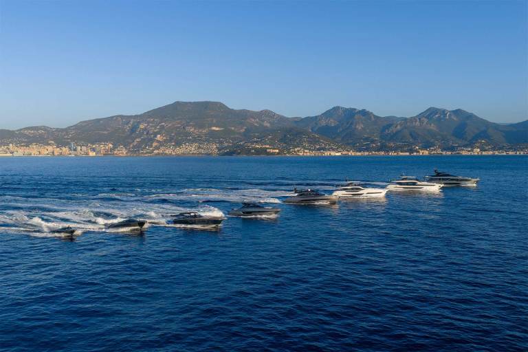 The Ferretti fleet at the Venice Boat Show this week. PHOTO COURTESY FERRETTI