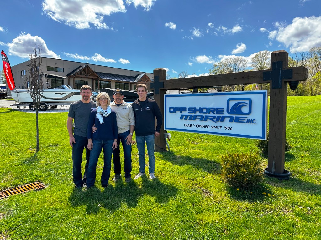 Louie, Sherri, Lou and Kevin Cecchini at their Branchville, New Jersey, dealership. PHOTO COURTESY OFF SHORE MARINE