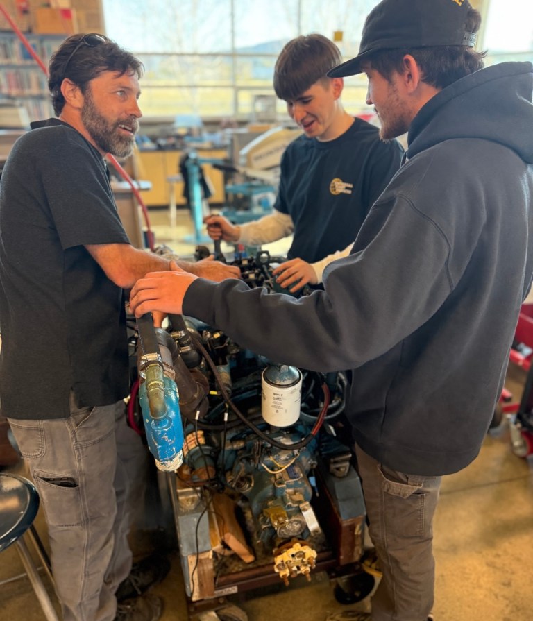 Mardesich (left) was a commercial fisherman in Alaska before becoming an instructor at Skagit. PHOTO COURTESY ABYC