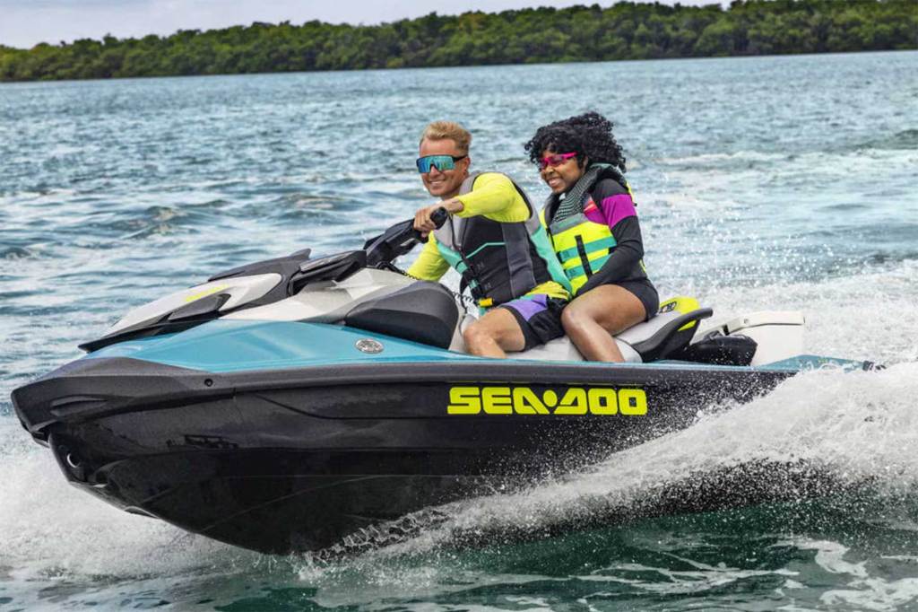 Two people on a jetski