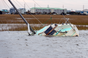 sailboat sinking into the water