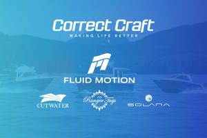 Blue and white logo for CORRECT CRAFT