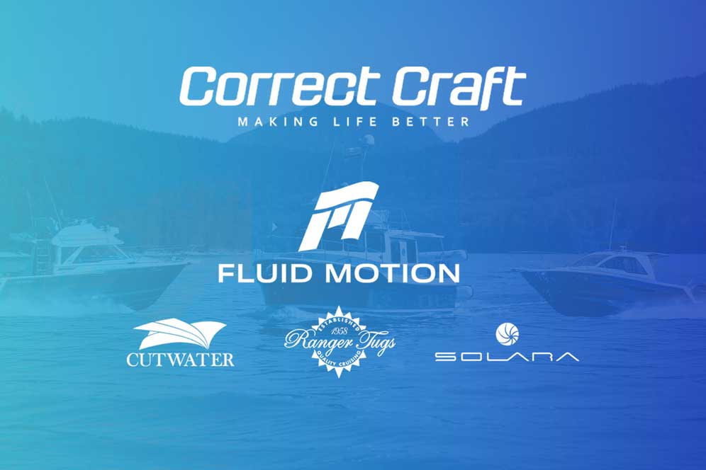 Blue and white logo for CORRECT CRAFT