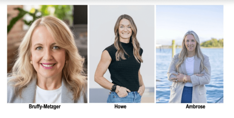 Three women in three different portraits