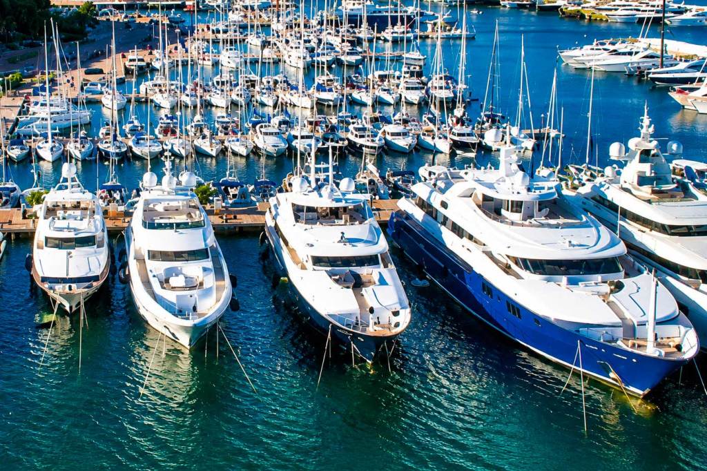 A boat marina chock-full of boats