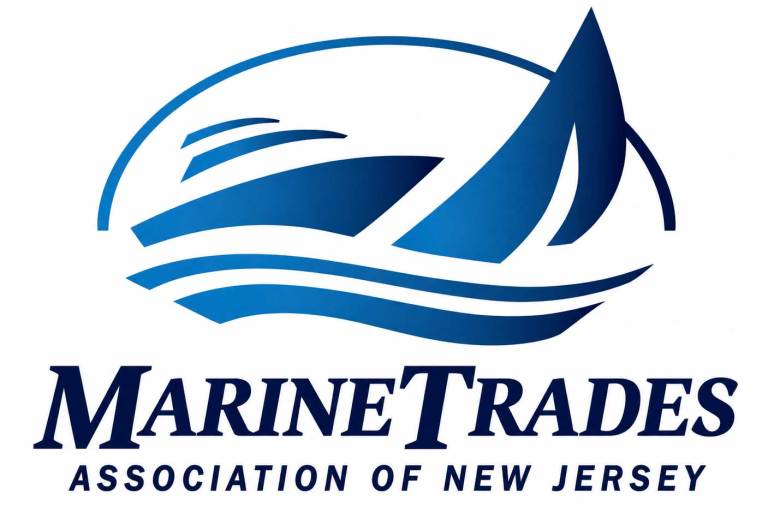 1_MTA-260723 Blue and white Marine traders logo with sailboat and motor boat implied in the waves