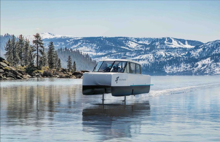 1_VESSEV A render of FlyTahoe's VS-9, the electric hydrofoiling vessel set to operate on Lake Tahoe. IMAGE COURTESY VESSEV