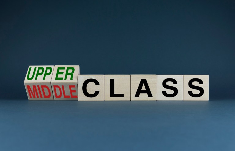 Upper or middle class Cubes form words Upper class or middle class The slowing of sales to middle-income buyers may be a harbinger of more bad news for the industry. PHOTO: PRAZIS IMAGES - STOCK.ADOBE.COM