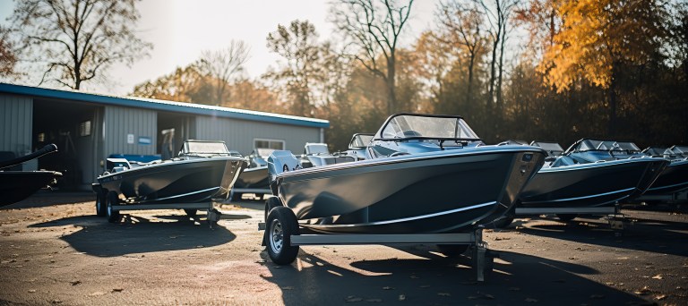 Various boats parked in a dealership lot during autumn in a serene setting Marine dealers shouldn’t need market predictions to help them decide how to keep their business thriving. PHOTO: MAKSYM - STOCK.ADOBE.COM