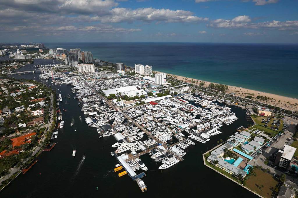 ft Lauderdale florida drone view with boats