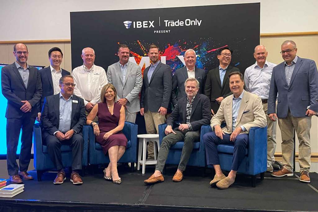 The MIX panelists with Sounding Trade Only Group’s Michele Goldsmith (seated second from left) and editor-in-chief David Gee (seated far right). DAVID CONWAY PHOTO